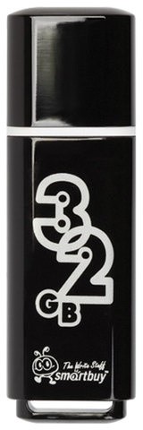 Флеш-диск 32 GB, SMARTBUY Glossy, USB 2.0, черный, SB32GBGS-K