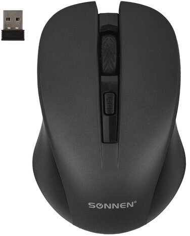 Мышь беспроводная с бесшумным кликом SONNEN V18, USB, 800/1200/1600 dpi, 4 кнопки, черная, 513514