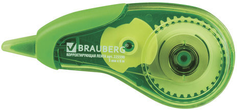 Корректирующая лента BRAUBERG "Design One", 5 мм х 6 м, зеленый корпус, в блистере, 225590