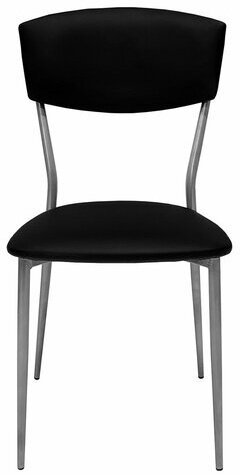 Стул для столовых, кафе, дома РС23, серебристый каркас, экокожа черная