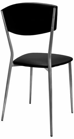 Стул для столовых, кафе, дома РС23, серебристый каркас, экокожа черная