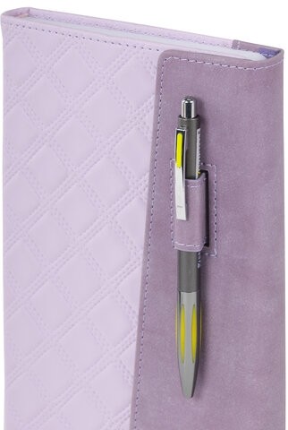 Ежедневник недатированный А5 145х215 мм, BRAUBERG "Stitch", под кожу, магнит, 160 л., сиреневый, 116589