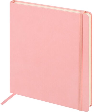 Скетчбук, слоновая кость 140 г/м2 200х200 мм, 80 л., КОЖЗАМ, резинка, BRAUBERG ART CLASSIC, пастель розовый, 116880