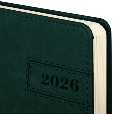 Ежедневник датированный 2026 А5 138x213 мм, BRAUBERG "Imperial", под кожу, темно-зеленый, 117066