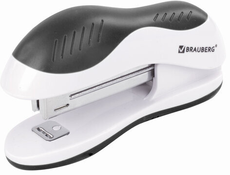 Степлер №10 BRAUBERG "JET", до 15 листов, эргономичный, бело-черный, 228581