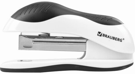 Степлер №10 BRAUBERG "JET", до 15 листов, эргономичный, бело-черный, 228581