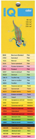 Бумага цветная IQ color, А4, 80 г/м2, 500 л., интенсив, солнечно-желтая, SY40