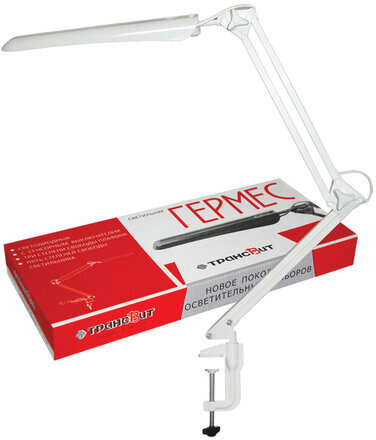 Настольная лампа светильник Гермес на струбцине, СВЕТОДИОДНАЯ, 8 Вт, белый