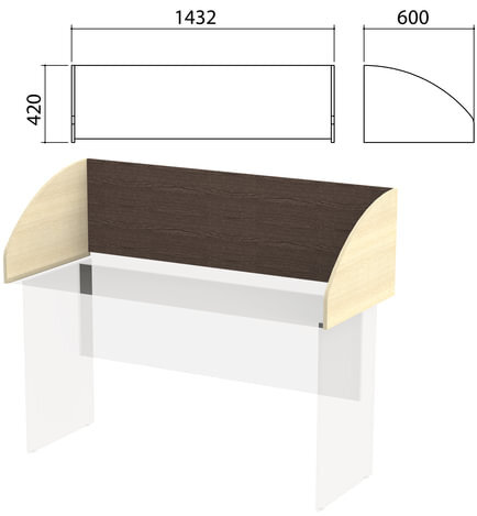 Экран-перегородка "Канц" 1432х600х420 мм, цвет венге/дуб молочный (КОМПЛЕКТ С ФУРНИТУРОЙ)