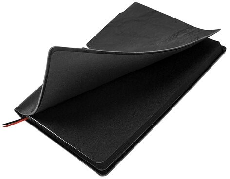 Блокнот А5 (140х200 мм), BRAUBERG "NEBRASKA", под кожу, 80 л., линия, черный, 113411