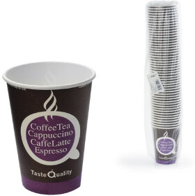 Одноразовые стаканы 300 мл, КОМПЛЕКТ 50 шт., бумажные однослойные, &quot;Taste Quality&quot;, холодное/горячее, ФОРМАЦИЯ, HB90-430-0058-50