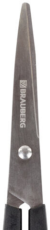 Ножницы BRAUBERG "Standard" 160 мм, черные, классической формы, 2-х сторонняя заточка, 237095