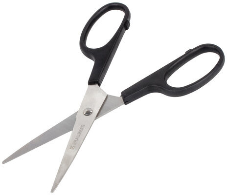 Ножницы BRAUBERG "Standard" 160 мм, черные, классической формы, 2-х сторонняя заточка, 237095