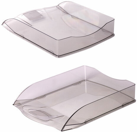 Лоток горизонтальный для бумаг BRAUBERG "Delta", A4 (340х270х60 мм), тонированный серый, 237265.