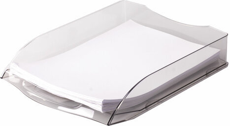 Лоток горизонтальный для бумаг BRAUBERG "Delta", A4 (340х270х60 мм), тонированный серый, 237265.