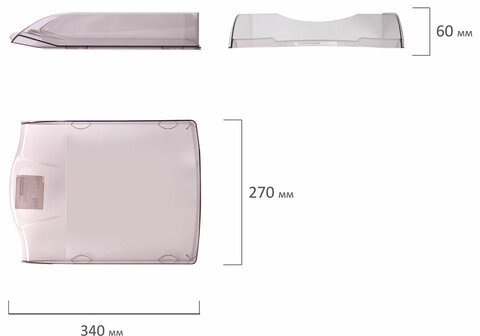 Лоток горизонтальный для бумаг BRAUBERG "Delta", A4 (340х270х60 мм), тонированный серый, 237265.