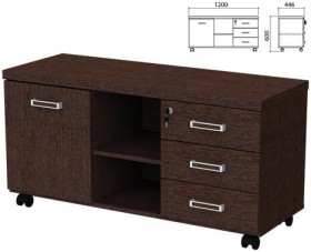 Тумба-креденция &quot;Приоритет&quot; 1200х446х600 мм, дверь, 3 ящика, венге, (КОМПЛЕКТ)