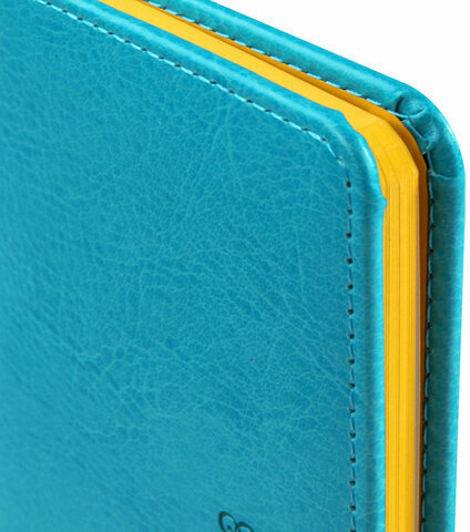 Еженедельник датированный 2023 МАЛЫЙ ФОРМАТ 95х155 мм А6, BRAUBERG "Rainbow", под кожу, бирюзовый, 113967