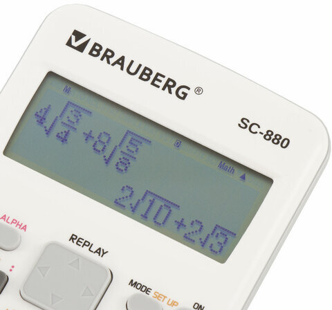 Калькулятор инженерный двухстрочный BRAUBERG SC-880-N, 417 функций, 10+2 разрядов, батарея, БЕЛЫЙ, 250526