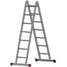 Лестница-трансформер алюминиевая 2х7 ступеней, высота 4,0 м (2 секции по 1,95 м), нагрузка 150 кг, 511207