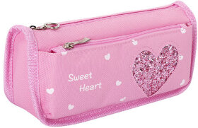 Пенал-косметичка ЮНЛАНДИЯ, 2 отделения, полиэстер, &quot;Heart&quot;, розовый, 21х6х9 см, 270258