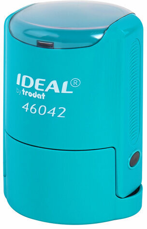 Оснастка для печатей оттиск D=42 мм, синий, TRODAT IDEAL 46042, корпус БИРЮЗОВЫЙ, крышка, подушка,198959