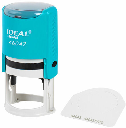Оснастка для печатей оттиск D=42 мм, синий, TRODAT IDEAL 46042, корпус БИРЮЗОВЫЙ, крышка, подушка,198959