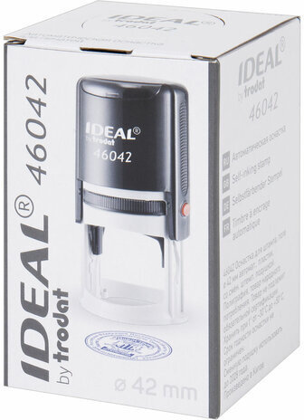 Оснастка для печатей оттиск D=42 мм, синий, TRODAT IDEAL 46042, корпус БИРЮЗОВЫЙ, крышка, подушка,198959
