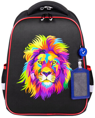 Ранец BRAUBERG FIT, 2 отделения, "Colorful lion", 38х27х14 см, 270618
