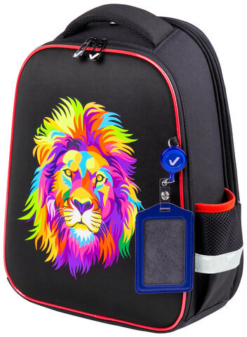 Ранец BRAUBERG FIT, 2 отделения, "Colorful lion", 38х27х14 см, 270618