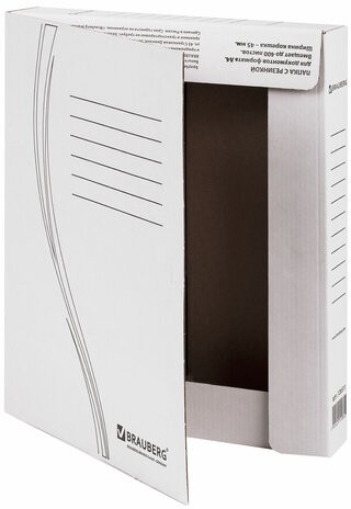 Папка архивная с резинкой А4 (325х250 мм), 45 мм, до 400 листов, плотная, микрогофрокартон, БЕЛАЯ, BRAUBERG, 126511