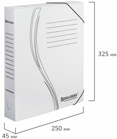 Папка архивная с резинкой А4 (325х250 мм), 45 мм, до 400 листов, плотная, микрогофрокартон, БЕЛАЯ, BRAUBERG, 126511