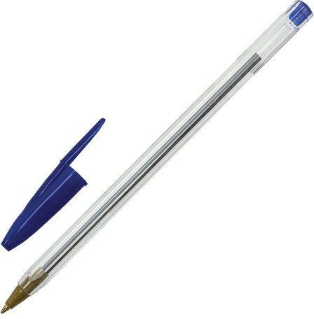 Ручки шариковые STAFF "Basic Budget BP-04", НАБОР 4 штуки, СИНИЕ, линия письма 0,5 мм, 143873