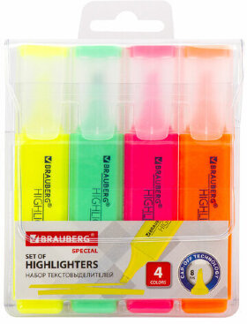 Набор текстовыделителей BRAUBERG 4 шт., АССОРТИ, &quot;SPECIAL&quot;, линия 1-5 мм, 151900