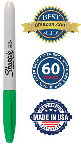 Маркер перманентный SHARPIE (США) ЗЕЛЕНЫЙ, "Fine", круглый наконечник, 1 мм, S0810960