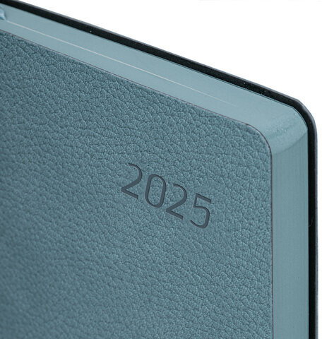 Ежедневник датированный 2025, А5, 138x213 мм, BRAUBERG "Stylish", под кожу гибкий, серо-голубой, 115829