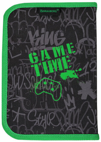 Пенал BRAUBERG, 1 отделение, 2 откидные планки, полиэстер, 21х14 см, "Game time", 272321