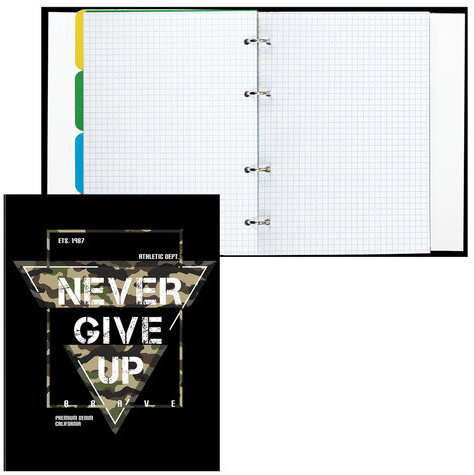 Тетрадь на кольцах А5 175х215 мм, 120 л., твердый картон, с разделителями, BRAUBERG, "Credo", 404088