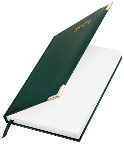 Ежедневник датированный 2024 А5 138x213 мм BRAUBERG "Senator", под кожу, зеленый, 114885