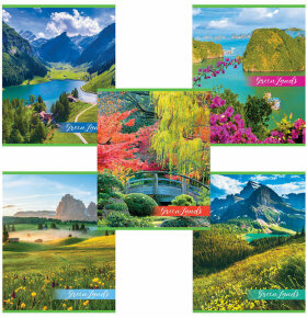 Тетрадь А5, 48 л., HATBER-ECO скоба, офсет №2 ЭКОНОМ, клетка, обложка мелованная бумага, &quot;GreenLand&quot;, 48Т5D1