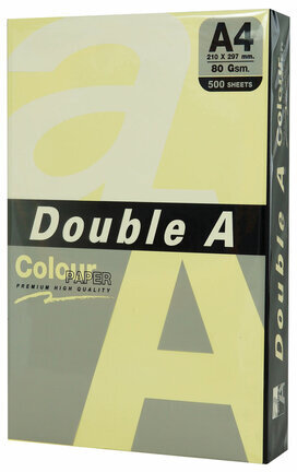 Бумага цветная DOUBLE A, А4, 80 г/м2, 500 л., пастель, светло-желтая