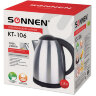 Чайник SONNEN KT-106, 1,8 л, 2200 Вт, закрытый нагревательный элемент, нержавеющая сталь, 451707