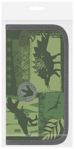 Пенал ПИФАГОР, 2 отделения, ламинированный картон, 19х11 см, "Dinoland", 271535