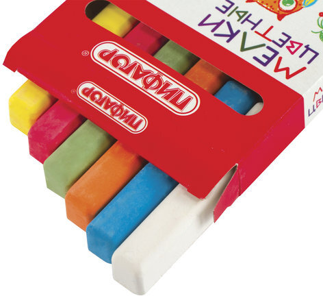 Мел цветной ПИФАГОР, набор 6 шт., квадратный, 221979