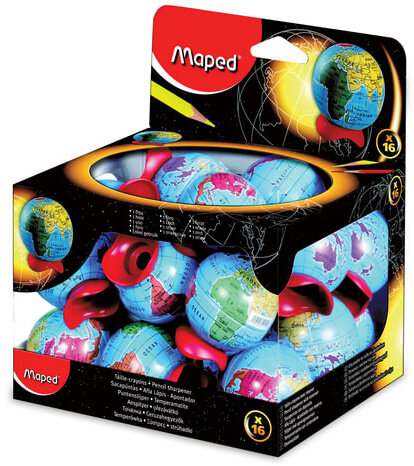 Точилка MAPED (Франция) "Globe", металлический контейнер, в форме глобуса, 051111