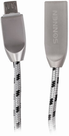 Кабель USB 2.0-micro USB, 1 м, SONNEN Premium, медь, передача данных и быстрая зарядка, 513125