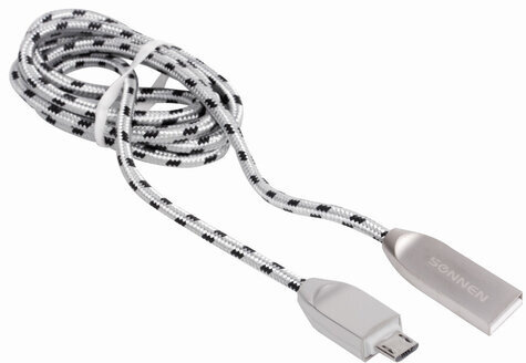Кабель USB 2.0-micro USB, 1 м, SONNEN Premium, медь, передача данных и быстрая зарядка, 513125