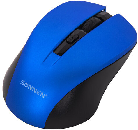 Мышь беспроводная с бесшумным кликом SONNEN V18, USB, 800/1200/1600 dpi, 4 кнопки, синяя, 513515