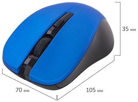 Мышь беспроводная с бесшумным кликом SONNEN V18, USB, 800/1200/1600 dpi, 4 кнопки, синяя, 513515