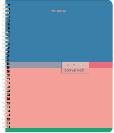 Тетради КОМПЛЕКТ 4 шт., А5, 96 л., BRAUBERG гребень, клетка, глянцевый лак, "Color", 404403